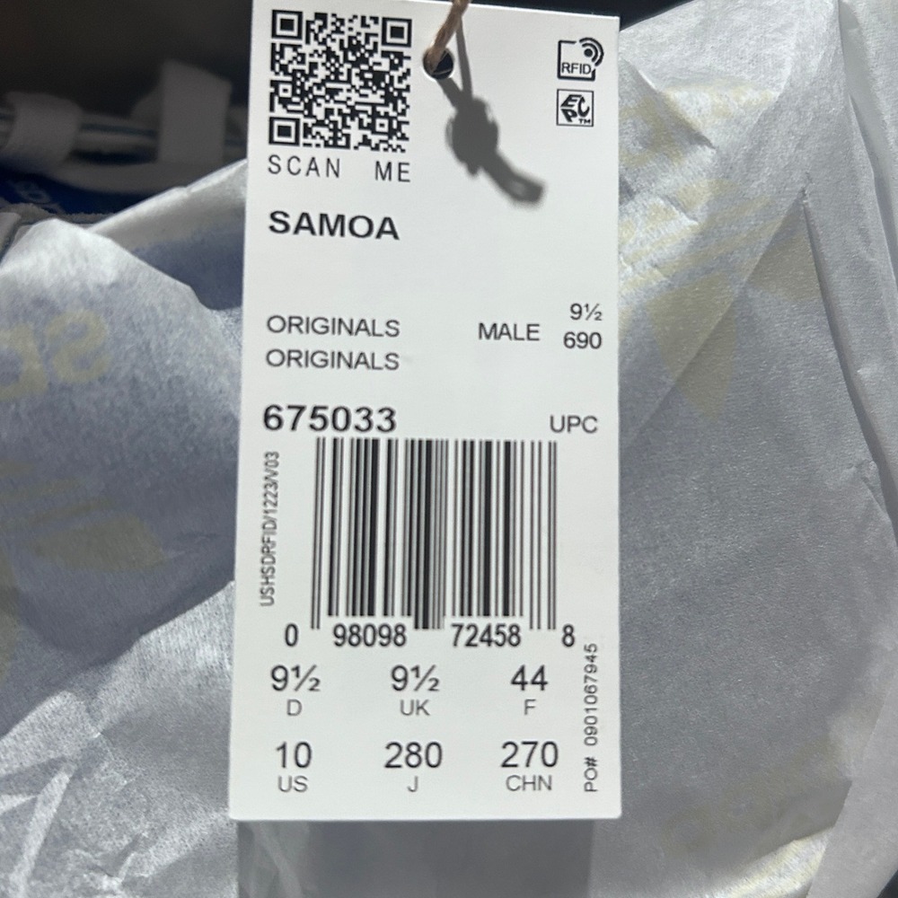 Adidas‎ Samoa Sneakers White Black Stripes Leather Men's Size 10 GY5113 NEW - Picture 9 of 9